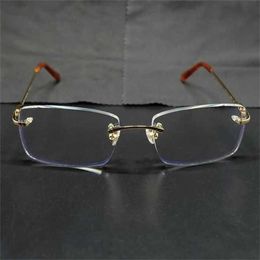 Luxe designer voor heren Dames Zonnebril Randless Clear Eye Frames Heren Transparante optische bril metaal Deisgner Eyewear Fill Recept Glasseskajia