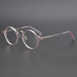Des lunettes de soleil de luxe masculin Lunettes de soleil pour femmes japonais manuel de style de choix de haut niveau petit œil rond pur titane tempérament verres à la mode