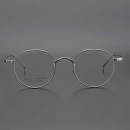 Luxury designer Dames Zonnebril van heren Japanse collectie John Lennon's Same Round Frame Republic of China Style Pure Titanium Glazen Ultra Light Grote gezicht Hoogte