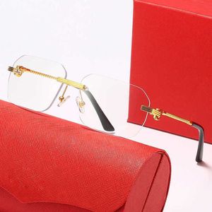 Luxe designer Dames Zonnebril voor heren Frameloze bijgesneden polygonale bril Hennep Legs Individualiseerde unisex optisch frame 0828