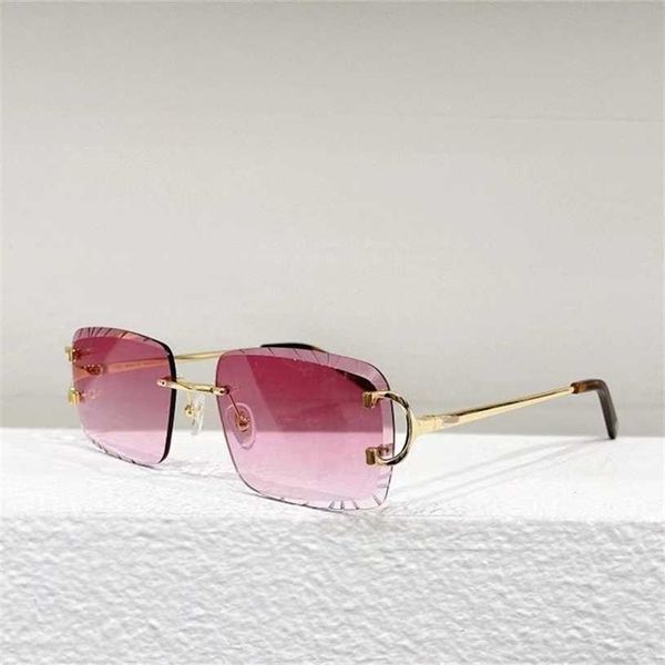 Lunettes de soleil de créateurs de luxe pour hommes pour femmes Wind frameless cool cut edge femmes à la mode ins Tiktok net rouge même petite boîte