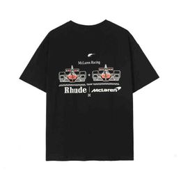 Heren Luxe Fashion Design Shirts Rhude Co Branded Formula F1 Racing Gedrukt T-shirt met korte mouwen Zwart S-XLqwiu