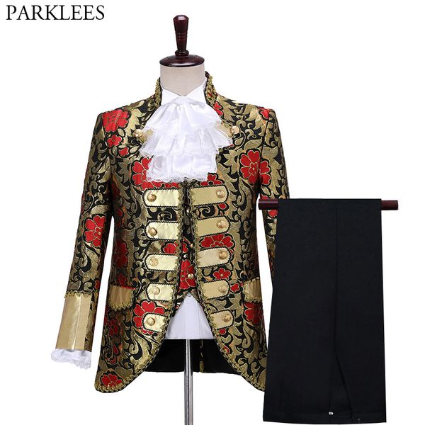 Costume de luxe pour hommes Ensemble de style gothique Aristocrat Costumes Hommes Chorus Drama Outfit Male Stage Prom Cosplay Party Costume 210522