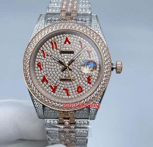Luxe mechanisch herenhorloge met volledige ster diamant kalender van de week-serie mm schaal saffier spiegel vouwsluiting roestvrij staal sport