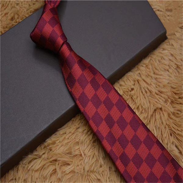 Corbata de lujo para hombre Corbata acolchada Damier Corbata de diseñador a cuadros Corbata de seda con caja negro azul Blanco Buena corbata L1166688