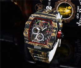 Luxe horloge voor heren Top Digitale versie Skelet wijzerplaat Volledig vezelpatroon Kalender Type Japanse saffier hoogwaardige horloge rubber ontwerper sporthorloge