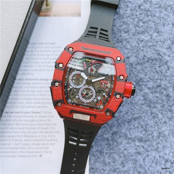 Reloj de lujo para hombres, versión digital de moda superior, esfera esquelética, caja con patrón de fibra completa, zafiro japonés, reloj de alta calidad, reloj deportivo de diseñador para hombres 2023