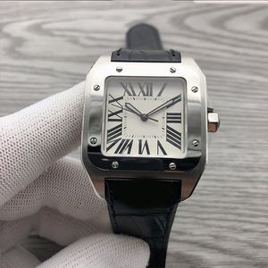 Luxe herenhorloge witte vierkante wijzerplaat 40 mm saffierkristalglas Romeins cijfer tijdmarkering vouwsluiting automatisch horloge