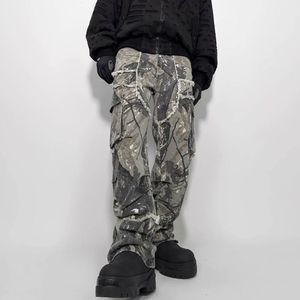 Pantalon Cargo Vintage pour homme, ample et droit, avec feuilles de camouflage Jungle, fabriqué EXTREME, 231124