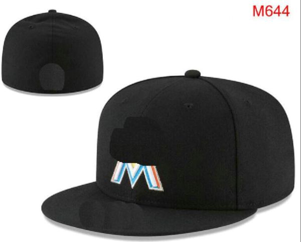 Marlins para hombre Béisbol Gorras cerradas completas Verano Snapback SOX M Letra Hueso Mujer Color Todos los 32 equipos Deporte casual Sombreros ajustados NY Mix