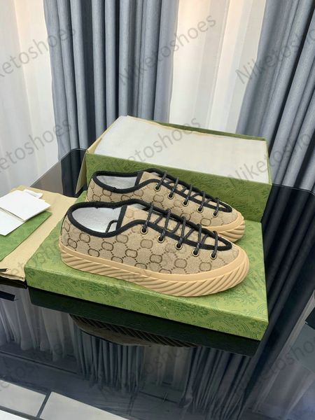 Scarpe casual da uomo maxi basse Scarpe da ginnastica in tela di ebano cammello Motivo G stampato allover Scarpe da uomo classiche Italia Luxurys Designers Em