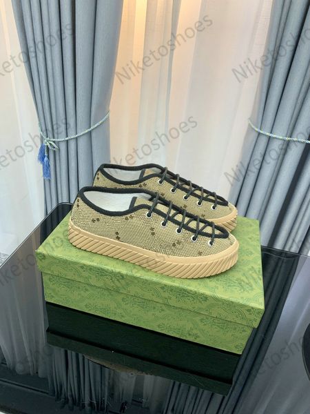 Chaussures décontractées Maxi Low Top pour hommes Baskets en toile Camel Ebony Motif G imprimé allover Classic Mens Shoe Italy Luxurys Designers Embo