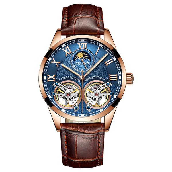 Montre mécanique masculine AI Lang Double Fly Wheel Nouveau modèle de boom Tiktok automatique AutoFrPores