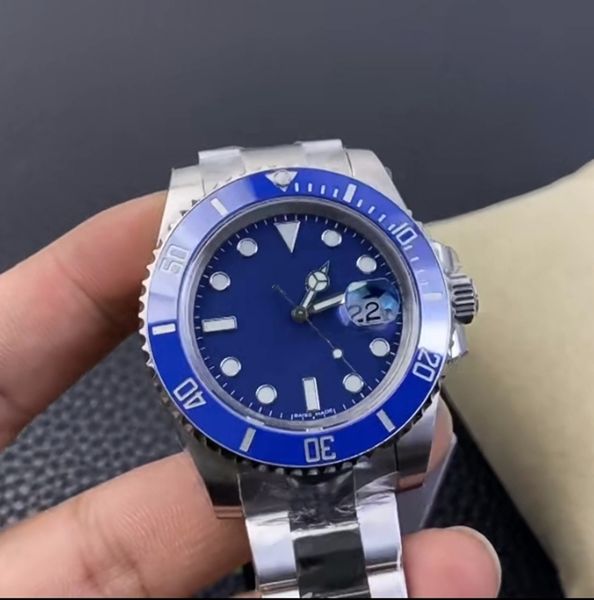 Orologio meccanico da uomo Blue Water Ghost quadrante 40mm eccellente movimento 2836 catena automatica cassa in acciaio inossidabile argento orologio sportivo per il tempo libero con luminoso