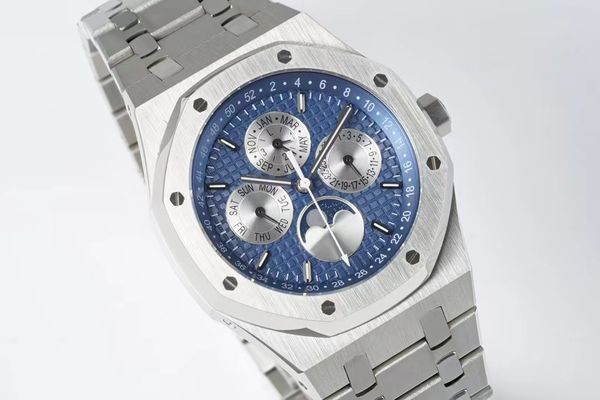 Cadran de montre mécanique pour homme 41mm bracelet en acier inoxydable argenté miroir en verre saphir montre étanche haute performance