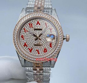 Mechanisch herenhorloge, Full Star Diamond-kalender van de week-serie, schaal van 41 mm, saffierspiegel, vouwsluiting, roestvrij staal, diamanten sporthorloge