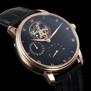 Herenmechanisch horloge Gold Case Black Surface 42,5 mm Tourbillon 6025-1542-55 Super beweging Automatische wikkelende topklasse Sapphire multifunctionele sport luxe horloge