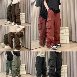 Hommes décontracté Cargo Streetwear grande poche Baggy pantalon de nettoyage Haruku Hip Hop ample femmes pantalons à jambes larges salopette 925 713