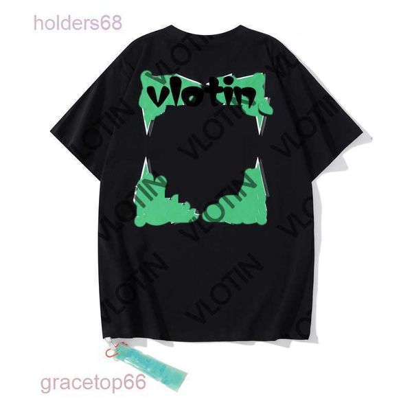 Hombres Hombres Moda Tops Camiseta deportiva Diseñador de verano Offswhitetop T Shirts Algodón de lujo Camisetas sueltas Casual Mangas cortas Pintura al óleo Negro Volver Imprimir Flecha GGSO