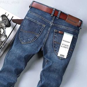 Heren Jeans Mode Business Casual Stretch Slanke Klassieke Broek Denim Broek Mannelijk Zwart Blauw 230111 L230724