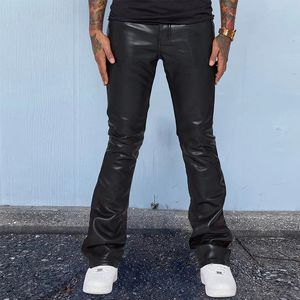 Hommes hommes Sport mode PU cuir pantalon Vintage coupe ajustée pantalon droit printemps automne décontracté Streetwear maigre Long pantalon mâle 230628 2024 nouveau