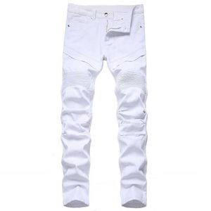 Hommes hommes blancs skinny plus taille 2842 Nouveau pantalon de moto