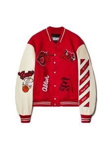 Hommes Designer Off Vestes Blanc Coupe-vent Varsity Vintage Lâche Long Baseball Hip Hop Haruku Offs Lettre Blanche Broderie Streetwear GB59