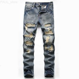 Mannen Heren Jeans Drop Mode Mannen Casual Gescheurde Hiphop Broek Rechte Jean Voor Mannelijke Verontruste Denim Broek Persoonlijkheid Streetwear 221123 L230724