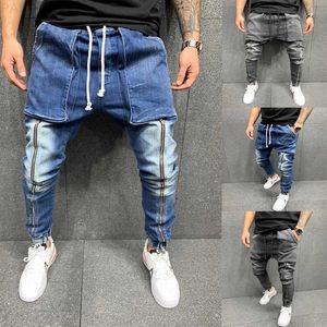 Jeans pour hommes à la mode Casual denim Sports Pantalon de jogging de lavage personnalisé 220314 L230724