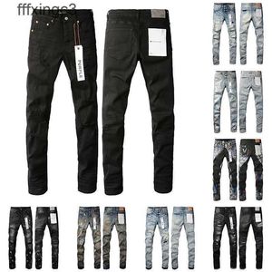 Hommes Hommes Violet Designer Jeans Mode Distressed Ripped Bikers Femmes Denim Cargo pour hommes Pantalon noir