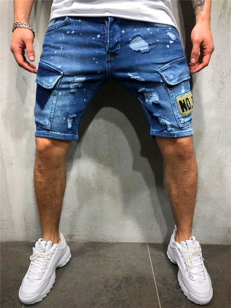 Hommes hommes déchiré jean court Streetwear vêtements poche latérale Vintage respirant mince Denim Shorts homme Summe 230802