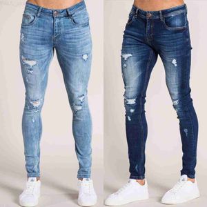 Hommes Hommes Super Skinny Jeans Hommes Déchiré Stretch Denim Pantalon Taille Élastique Grande Taille Asiatique L230724