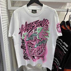 T-shirts pour hommes 2023 Chemise à manches courtes Tee-shirt Hommes Femmes Haute Qualité Streetwear Hip Hop Mode T-shirt Hell Star Hellstar Taille courte S-XL