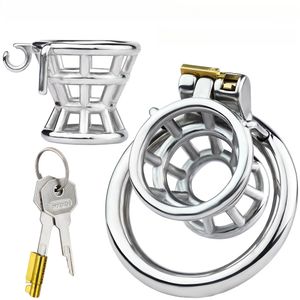 Cage de chasteté à serrure CB en métal pour hommes avec panier de fleurs pouvant exposer la tête dispositif de chasteté de retenue de taille interne Cage de chasteté pour hommes Anneau de diamètre interne