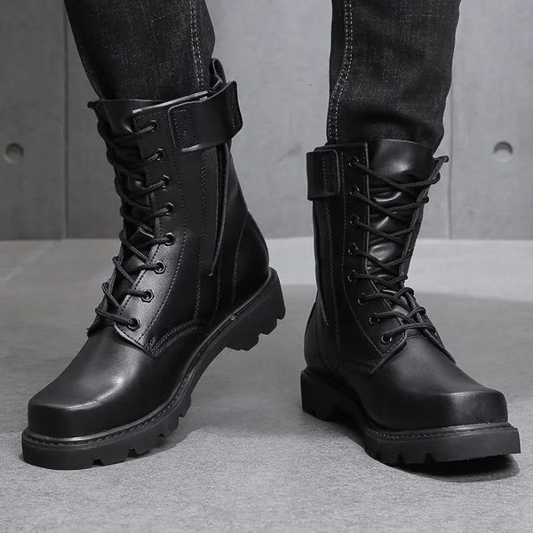 Bottes militaires pour hommes Anti-fracassant et sans collision, bottes de sécurité pour le travail, escalade, randonnée, chaussures de plein air, chaussures de neige chaudes en laine en peluche 240126