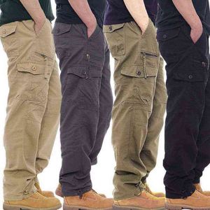 Pantalon Cargo militaire pour hommes salopette décontracté coton pantalon tactique mâle Multi poches armée pantalons droits Baggy pantalons longs G0104