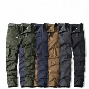 Pantalon militaire pour hommes Casual Cott Pantalon cargo de couleur unie Hommes Outdoor Trekking Pantalon de voyage Pantalon de travail multi-poches N9lL #