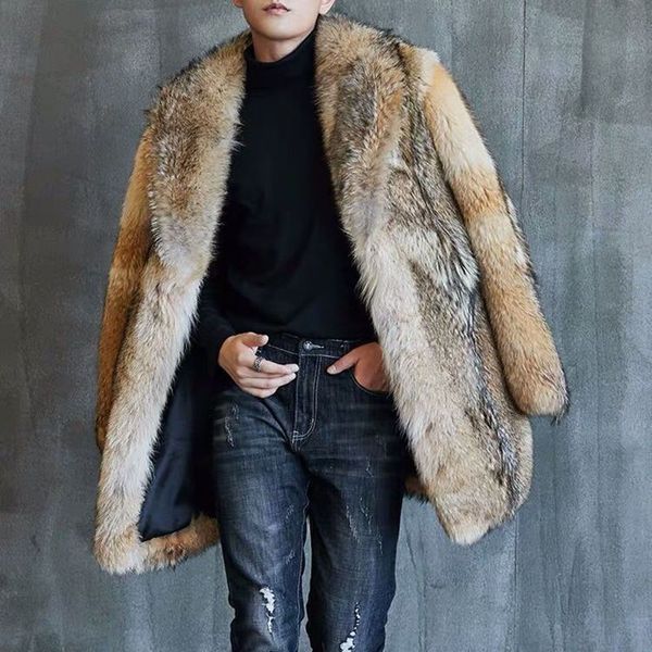 Vestes de vison pour hommes vestes pour hommes ventes directes haut de gamme manteau de fourrure de loup moyen et Long vison hommes ZE0L