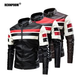 Veste de moto en cuir pour hommes, marque décontractée, chaude, polaire, bombardier, PU, coupe-vent, hiver, Vintage, pardessus 240108