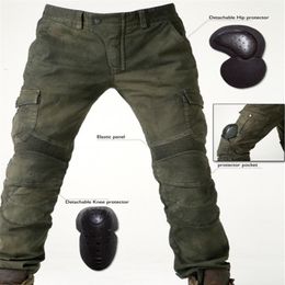 Heren motorbroek UglyBROS Motorpool stijlvolle rijjeans Racing Beschermende broek van locomotief Black Stain over Olive g329J