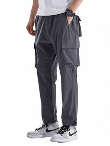 Pantalon cargo multi-poches pour hommes Y2k Séchage rapide Randonnée en plein air Trekking Pantalon de survêtement Travail Joggers Casual Pantalon droit Lg Mâle J3SF #
