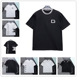 T-shirt de marque pour hommes Alphabet brodé noir et blanc Marque de mode Luxe 100% coton Anti-rides Couple Street Hip Hop Manches courtes Grande taille 3XL # 99