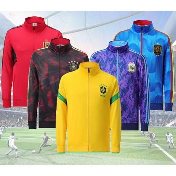 Survêtements pour hommes Vêtements d'entraînement chauds Brésil Argentine Portugal Europes Fermeture à glissière complète Costume de sport à manches longues Chemise de jogging