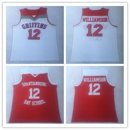 Maillots NCAA 12 pour hommes Spartanburg Griffins Day High School Zion Williamson College Basketball Jersey Rouge Blanc