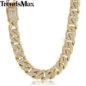Heren Ketting Hip Hop Gold Miami Iced Out Curb Cubaanse Ketting Ketting Voor Vrouw Mannelijke Sieraden Dropshipping Groothandel 14 MM KGN455 X0509