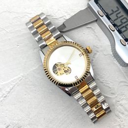 Nouvelles montres mécaniques automatiques pour hommes d'affaires à trois aiguilles avec diamants creux multifonctions montres de marque de bande d'acier étanche lumineuses