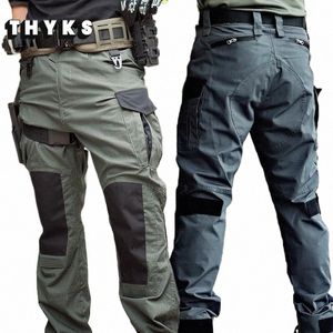 Heren Nieuwe Slijtvaste Cargo Broek Multi-Pockets Woon-werkverkeer Slijtvaste Broek Mannelijke Effen Outdoor Wandelen Joggers i43q #