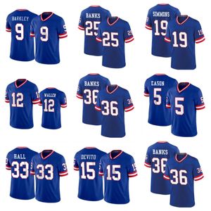 Maillot New''york''giants''darren Waller Jacob Eason Deonte Banks bleu classique Ed pour hommes