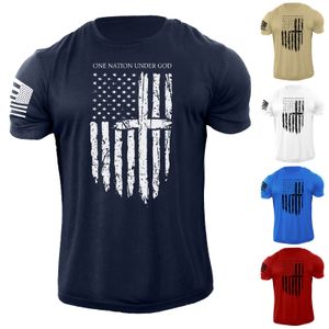Heren One Nation Under God USA Flag T-shirt Amerikaans patriottisch 100% katoen