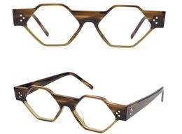 Diseñador de marca óptica para hombres Monturas de gafas Hombres Mujeres Moda Polígono Marcos de anteojos Personalización Montura pequeña Gafas para miopía Gafas hechas a mano con caja